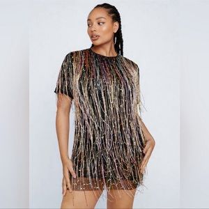 Nasty Gal beaded fringe dress worn once